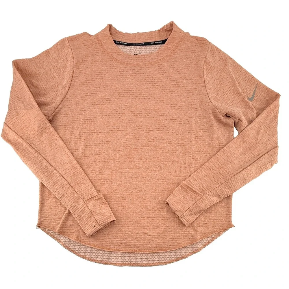 Nike Running Dri Fit Pullover Womens Large Peach Athletic Sweatshirt Workout Top